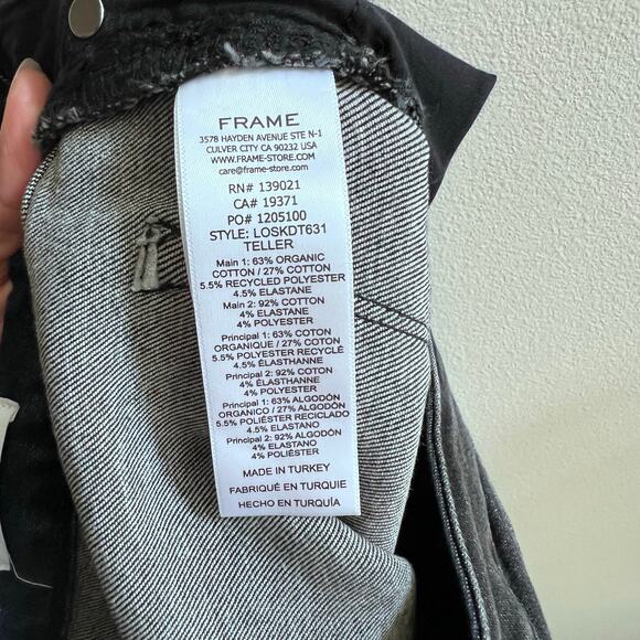 FRAME Le One Skinny Teller Jean in Two Tone Wash Blue Dark Gray Denim Size 2 - Picture 9 of 9